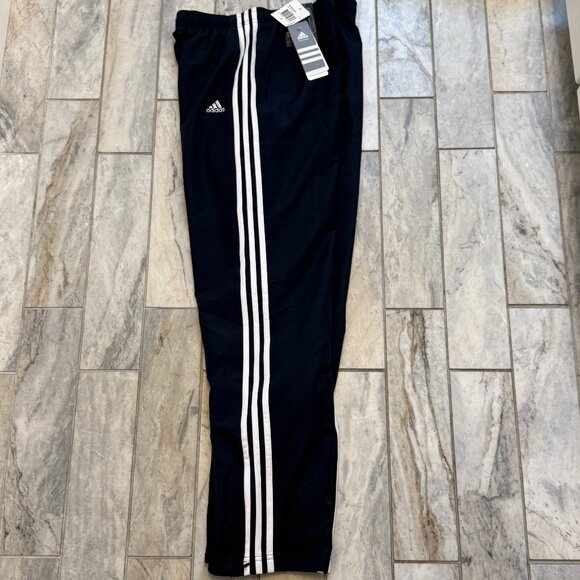 NEW Adidas women's small navy/white 3-Stripe Wind Pant Sweatpants MSRP $65 - Picture 2 of 6